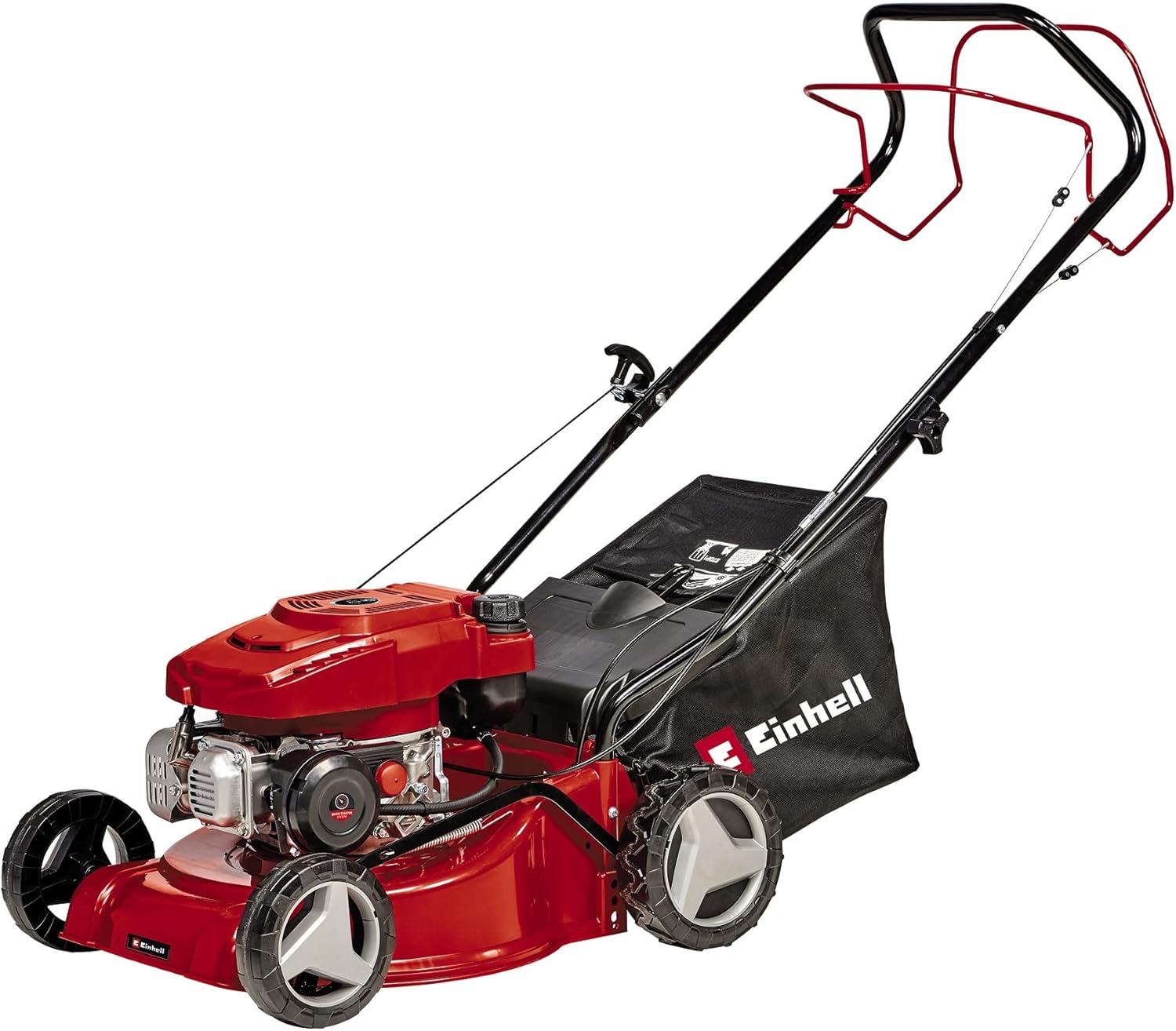 Einhell Benzin-Rasenmäher GC-PM 40/2 S (2 kW, 1-Zylinder 4-Takt-OHV-Motor, abschaltbarer Hinterradantrieb, 7-stufige zentrale Schnitthöhenverstellung, 45 l-Grasfangsack)
