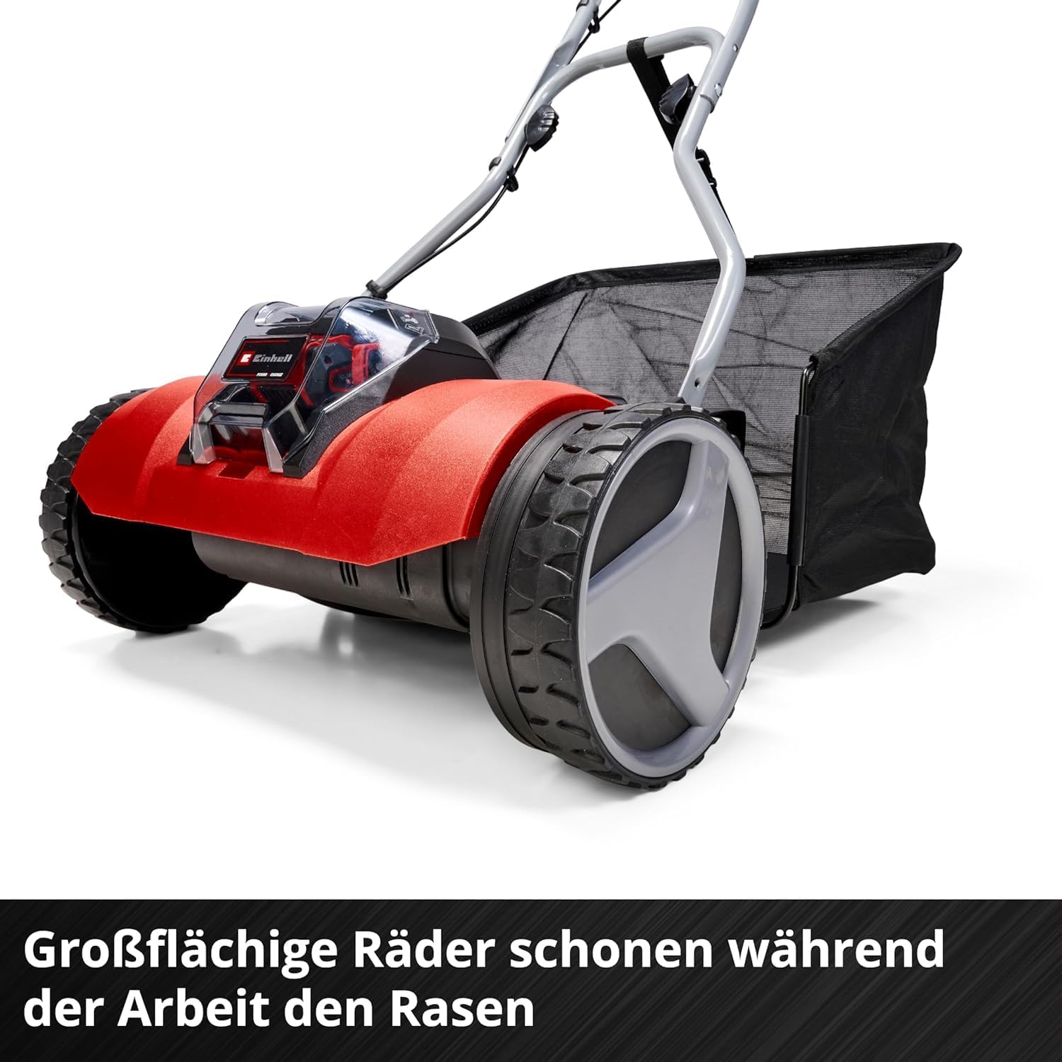 Einhell Akku-Rasenmäher GE-HM 18/38 Li - Solo Power X-Change (Li-ion, 18V, kugelgelagerte Mähspindel mit 5 präzisionsgeschliffenen Stahlmessern, ohne Akku und Ladegerät)