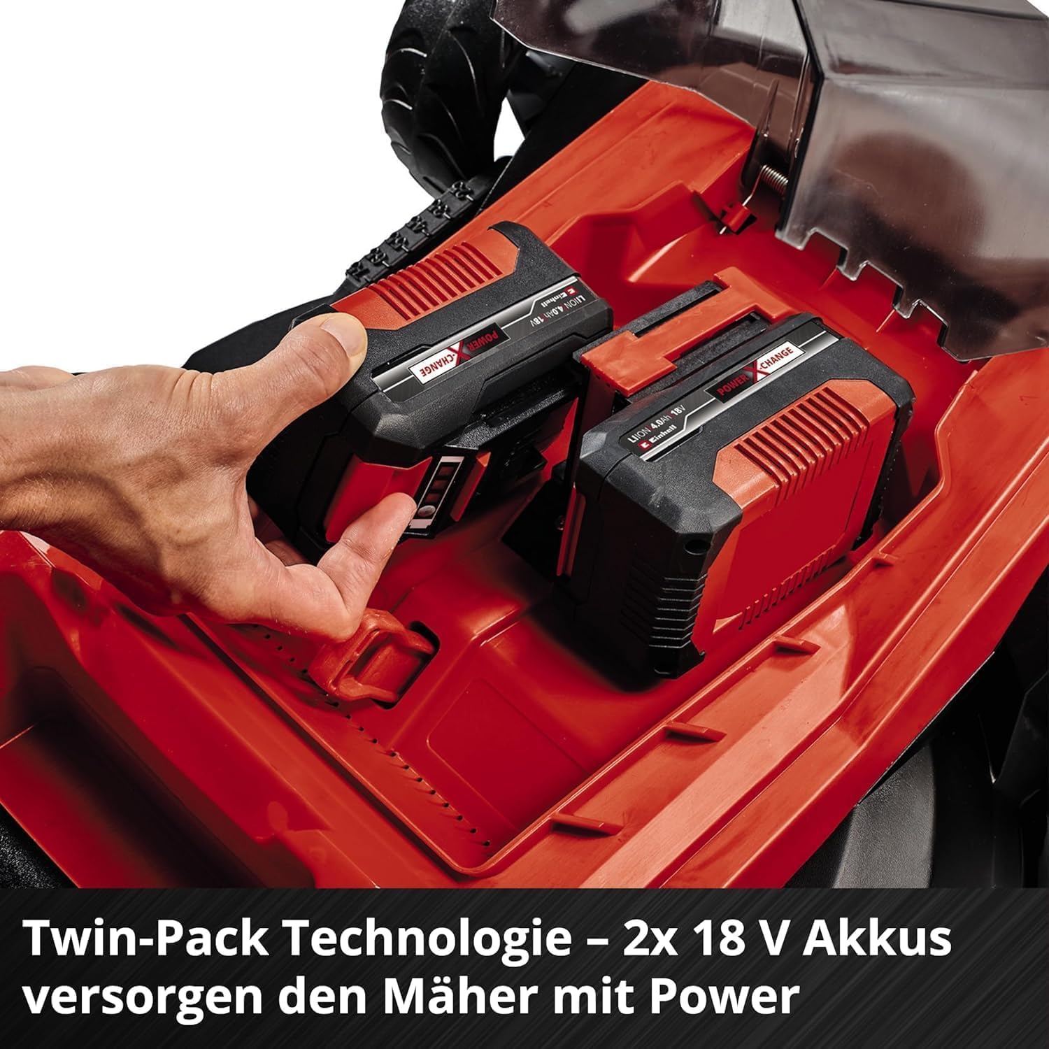Einhell Akku-Rasenmäher GE-CM 36/43 Li M-Solo Power X-Change (36 V, 43 cm Schnittbreite, bis 600 m², Brushless, Mulchfunktion, 63L Fangkorb, 25-75 mm Schnitthöhe, ohne Akku)