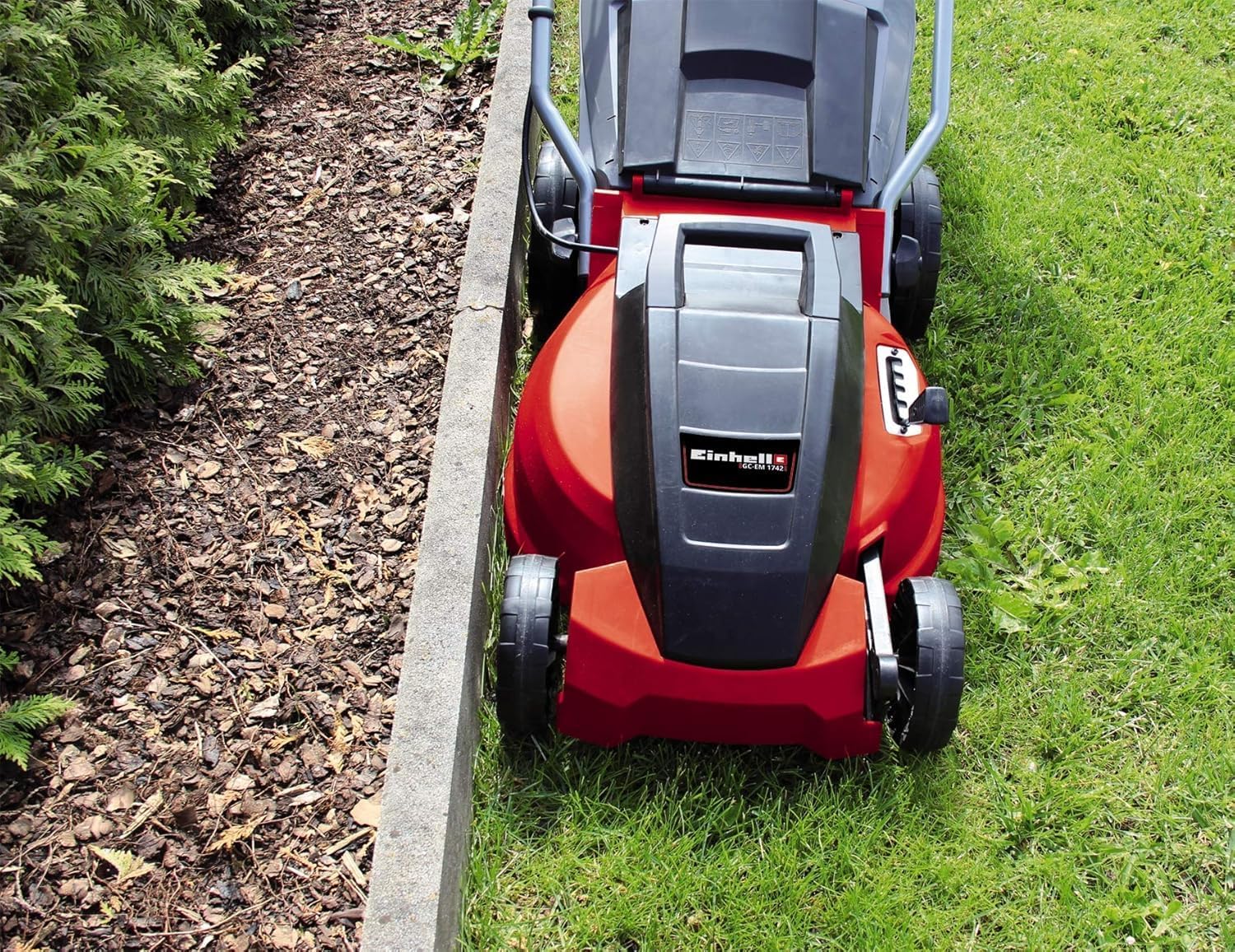 Einhell Elektro Rasenmäher GC-EM 1742 (1.700W, 42cm Schnittbr., 50L Fangbox, 20-65mm Schnitth., klappb. Führungsholm, leicht und robust)