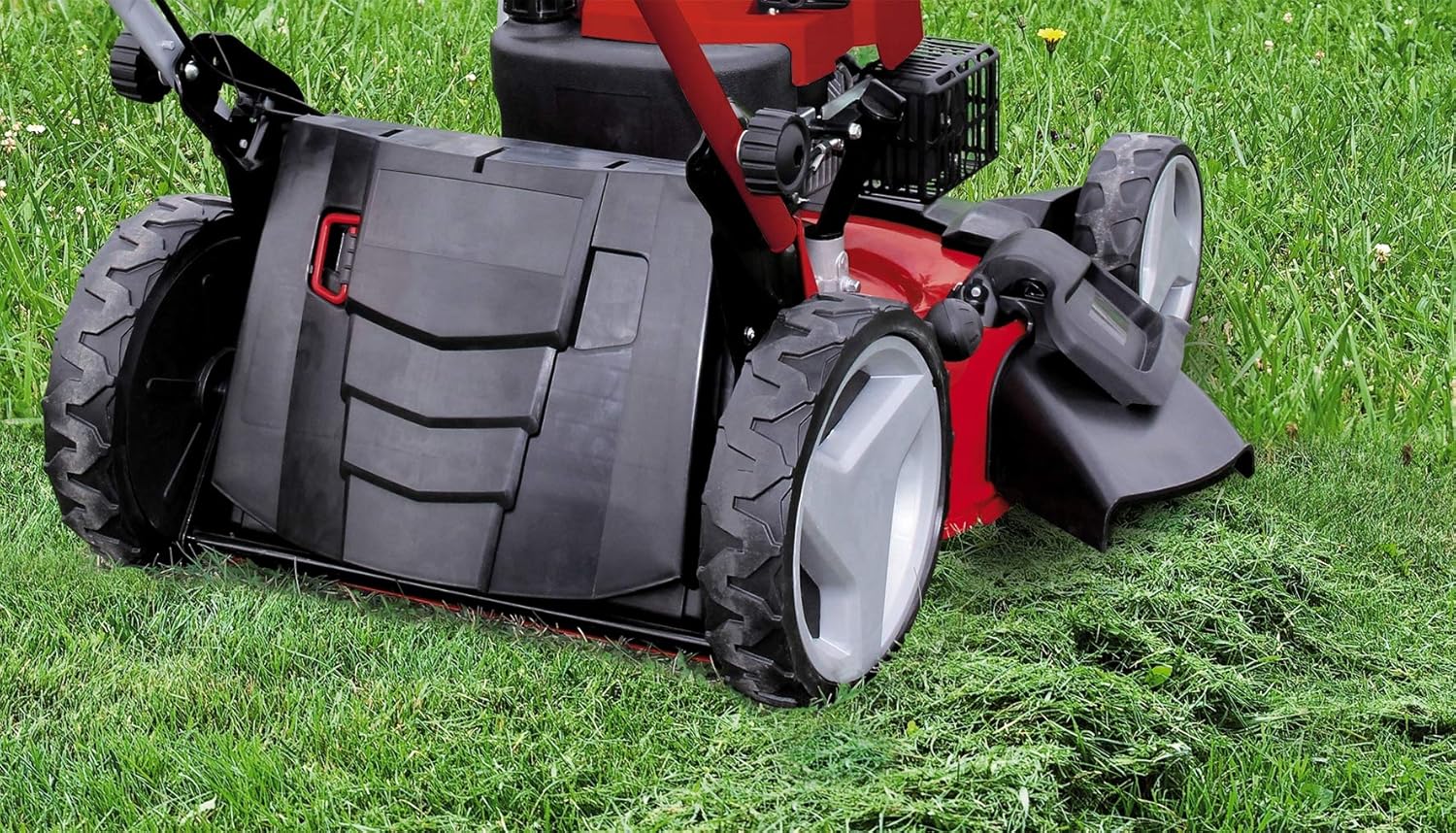 Einhell Benzin-Rasenmäher GC-PM 56/2 S HW (für 2.200 m², Frontbumper, OHV-Motor mit GT-Markengetriebe, Einhell Quick-Start-System, Vortex Technology Deck mit 5-in-1-Funktion)