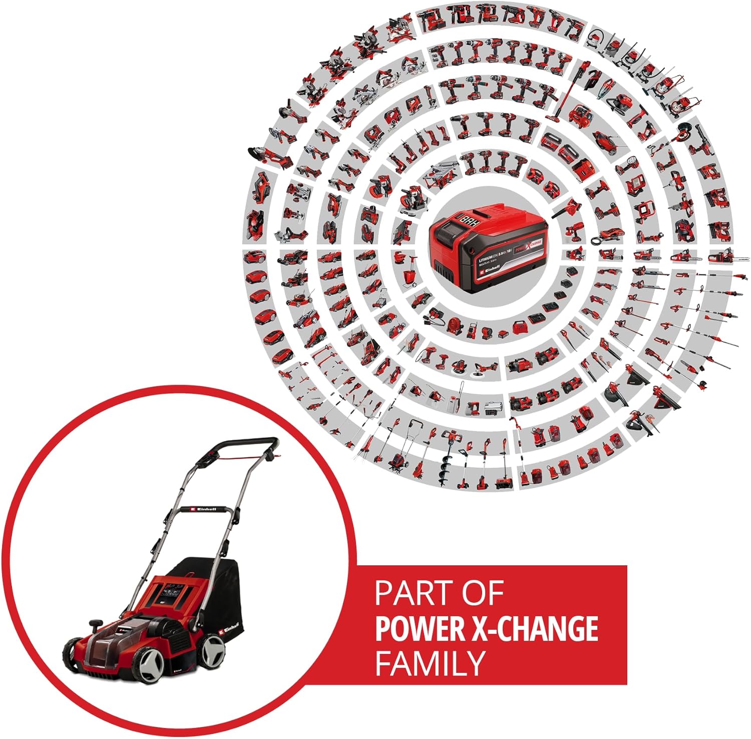 Einhell Akku-Vertikutierer-Lüfter GE-SA 36/35 Li-Solo Power X-Change (Li-Ion, 36 V, bürstenloser Motor, 35cm Messerwalze, 28L Fangsack, einstellbare Arbeitstiefe, ohne Akku & Ladegerät)