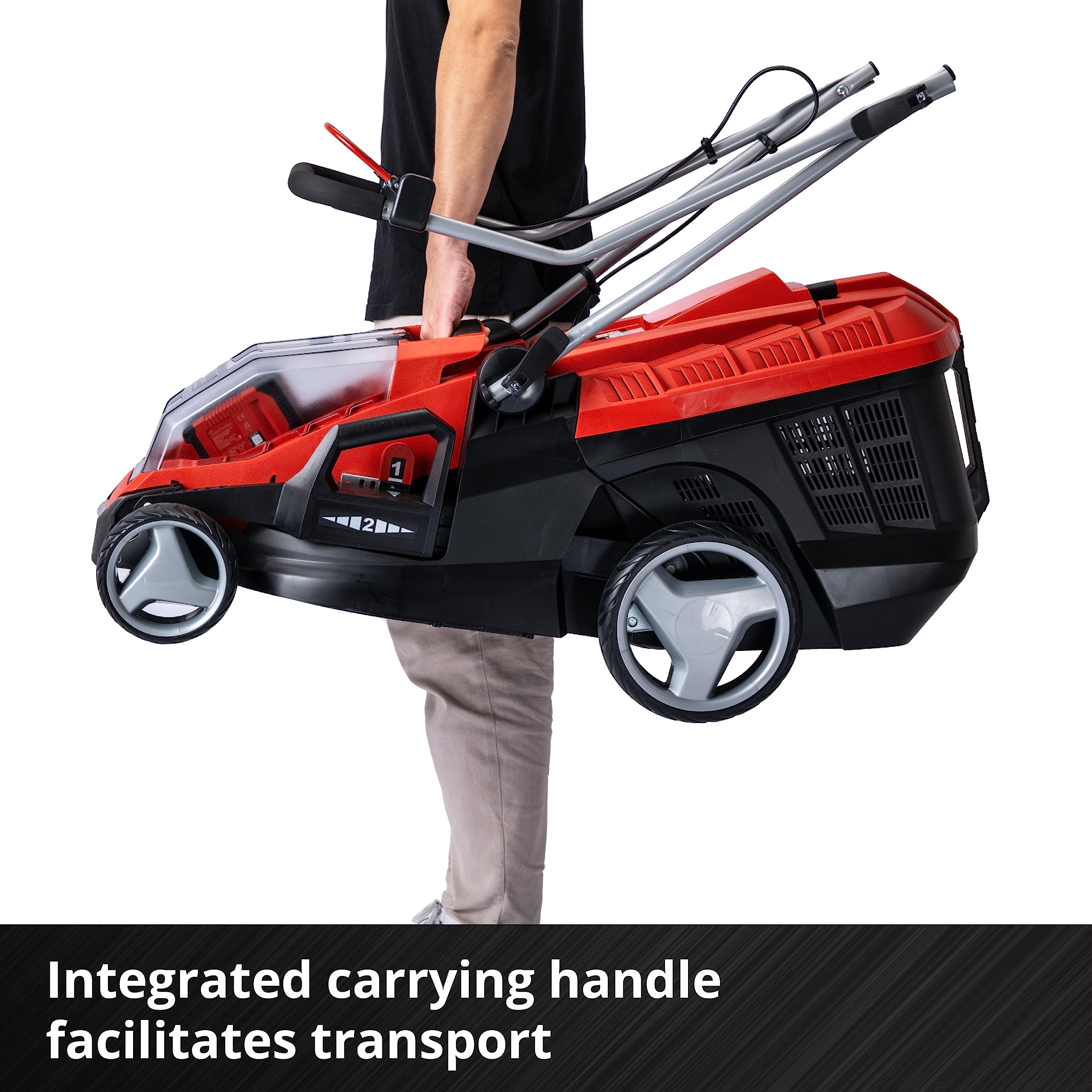 Einhell Akku-Rasenmäher GE-CM 36/36 Li Kit, 36 V, 36 cm Schnittbreite, Brushless, 40 L Fangkorb, 2x Akku + 2x Ladegerät